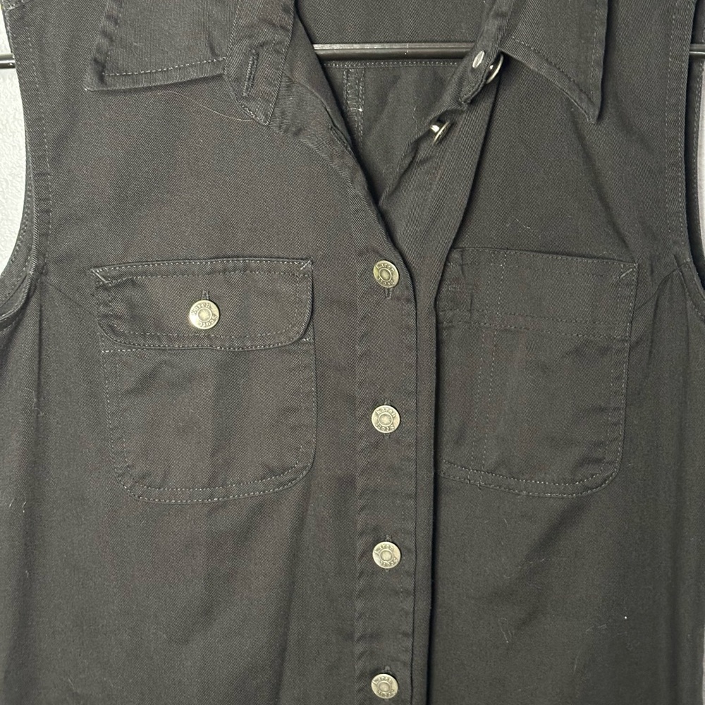 Karen Scott Sleeveless Midi Black Denim Button Down Dress Small - Picture 3 of 7